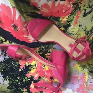 Forever 21 fuchsia ankle strap open toe heels.